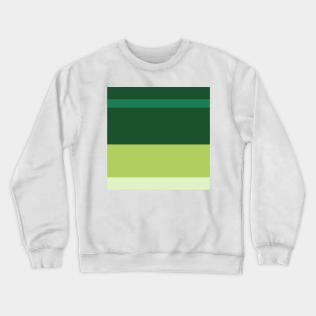 A splendid tranquility of Salem, Seafoam Blue, Tea Green, Cal Poly Pomona Green and June Bud stripes. Crewneck Sweatshirt by Sociable Stripes